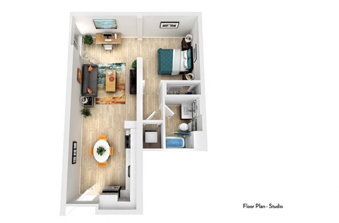 Floor plan for studio, 1 bath, 754 sqft
